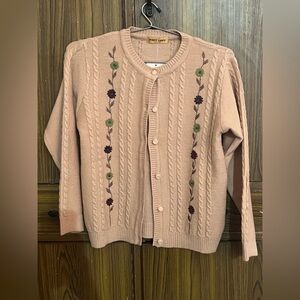 First Lady Woollen embroidered button down sweater- Size Medium PTP 19 inch NWT